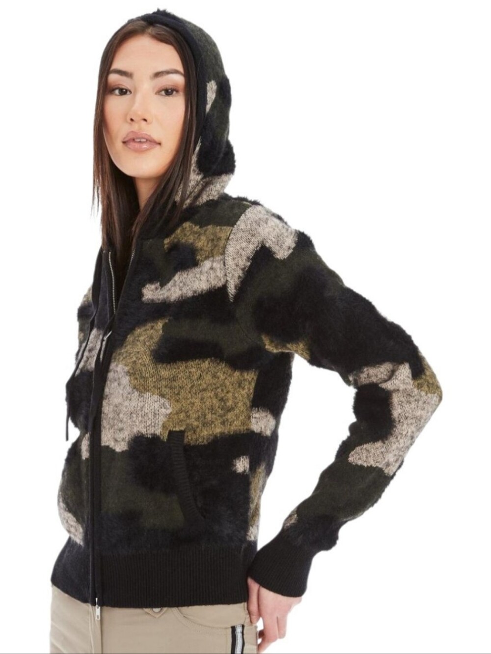 Anatomie Ciara 3D Camoflauge Hoodie Fuzzie Sweater S